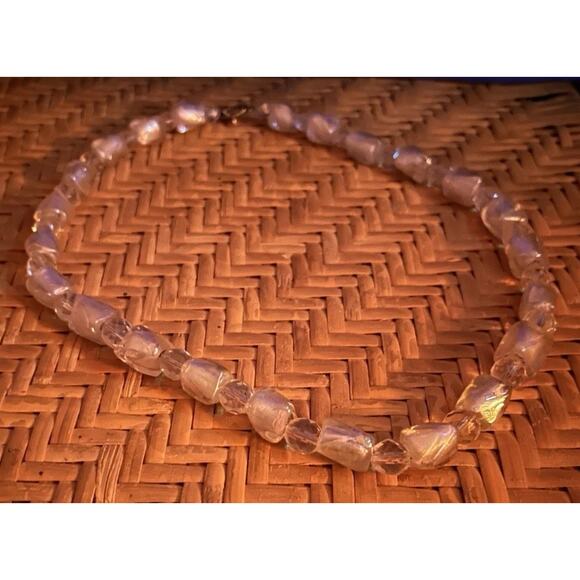 Vintage Beautiful Blush Pink Beaded Collar Necklace Heavy Chunky - Picture 1 of 3